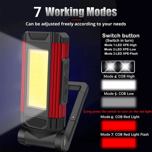 Led Work Light 10w Magnetic Flashlight Usbc Foldable Working Hook Cob Waterproof - Picture 5 of 13