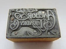 Vintage Printing Letterpress Printers Block Anchor Laundy