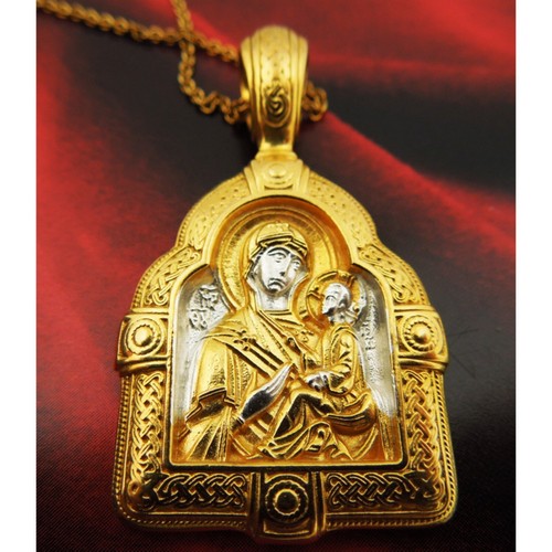 N.G. Sterling Silver Virgin Hediotera Madonna and Child Icon Pendant, 1 1/4 Inch - Picture 3 of 12