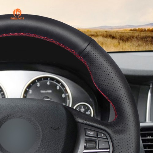 Cubierta de volante de cuero PU artificial negra para BMW X3 F25 X4 F26 2015-2017 - Imagen 5 de 10