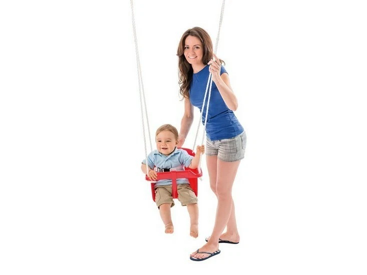 Balançoire siège plastique rouge (bébé enfant) avec ceinture 73217 Happy people