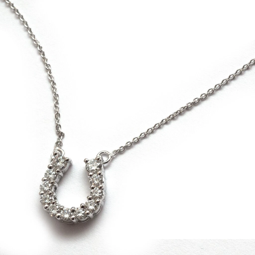 New ROBERTO COIN Diamond White Gold Horseshoe Tiny Treasures