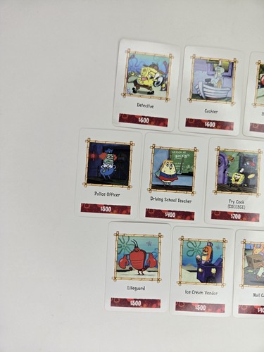 Set Of 10 Career Cards SpongeBob SquarePants The Game of Life Replacement Pieces - Picture 2 of 5