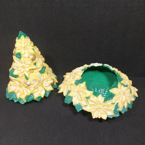 Árbol de Navidad Vintage Raro Atlántico Molde Cerámica Amarillo Flor de Pascua - Imagen 13 de 23