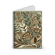 Spiral Notebook Ruled Line Folk Inspired Botanical with Earthy Colors Design 9