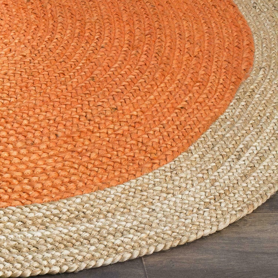 Jute Rugs for Living Room Natural Border Hand Braided Round Area Rug ...