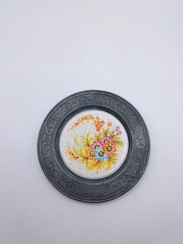 Zinn Teller - Wand Teller - Wandteller - Ø 10,5 cm - Motiv Blumen - 4 Stück - Bild 4 von 11