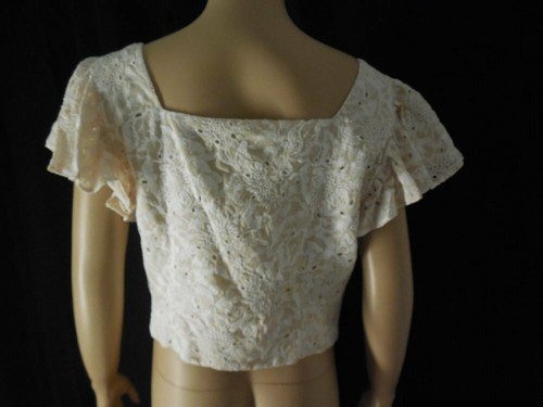Blusa Top 10 ANTONIO MELANI Caqui Marfil Isabella Eyelete Tela Recortada Nueva con Etiquetas - Imagen 5 de 6