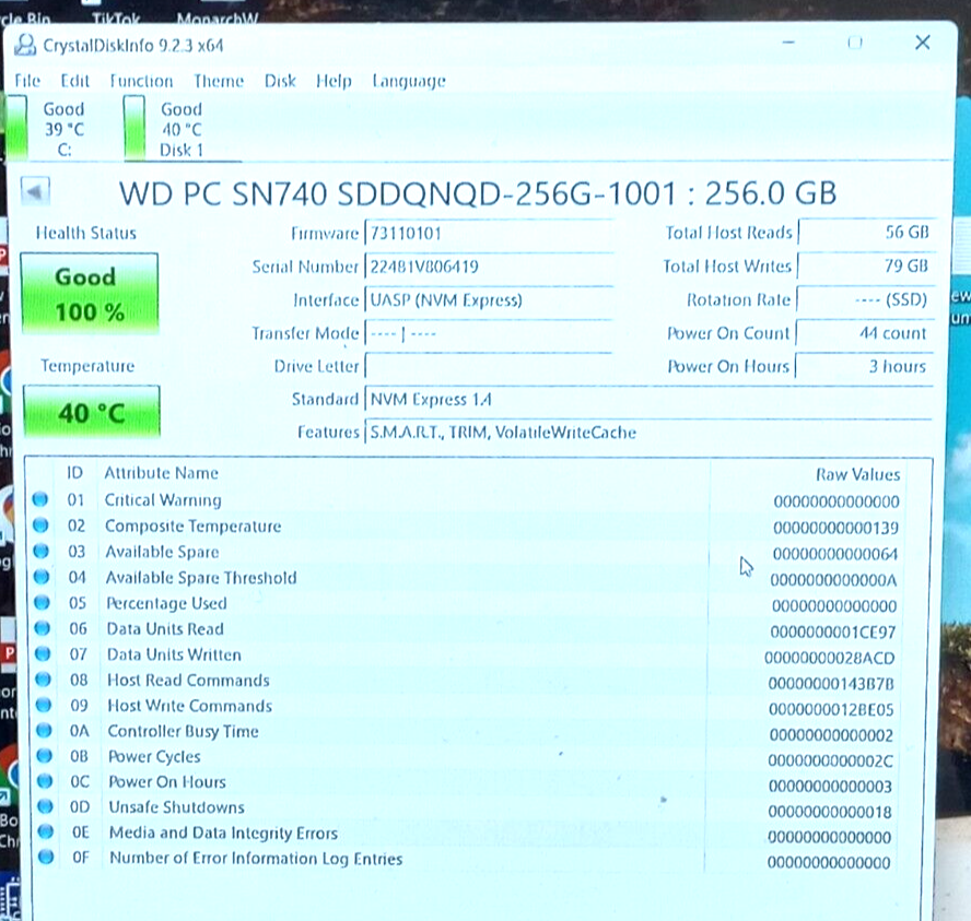 SDDQNQD-256G-1001 WD PC SN740 256GB PCIe 4.0 x4 NVMe M.2 SDDQNQD-256G-1001 WD PC SN740 256GB PCIe 4.0 x4 NVMe M.2