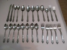 ROGERS KOREA DREAM ROSE FLATWARE LOT OF 26 FORKS, SPOONS KNIVES