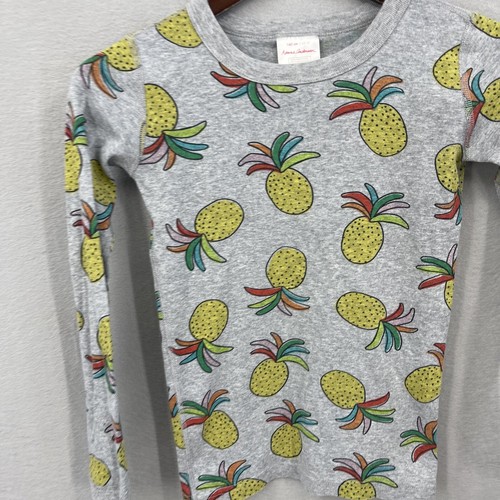 Hanna Andersson Pineapple Shirt Johns Pajama Top Girls 10 Gray Long Sleeve - Picture 4 of 9