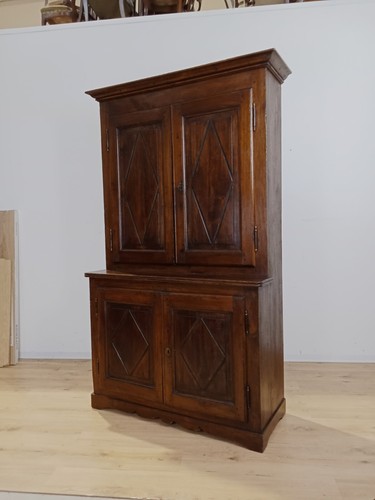 Credenza doppio corpo in noce e pioppo - primi '800 - dispensa buffet - armadio - Foto 17 di 24