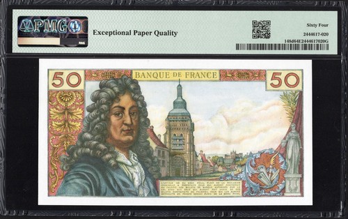 France 50 Francs P148d 1971-74 PMG64 Choice UNC EPQ French Banknote BEAUTIFUL - Bild 2 von 2