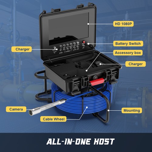 Sewer Camera 512hz Drain Snake Pipeline Inspection Camera with DVR Meter Counter - Picture 3 of 15