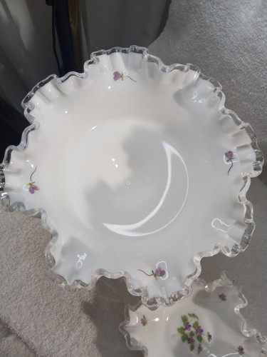 2-Vintage Fenton Violetts In The Snow Silber Wappen Sockel Kompott & Bonbon Geschirr - Bild 9 von 20