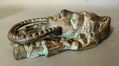 Vintage Antique Style Figural Cast Metal Ladies Head 9" Doorknocker - Picture 4 of 6