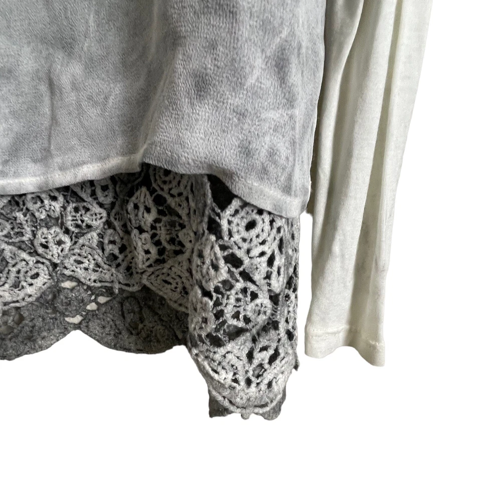 Top túnica en capas XCVI dobladillo de encaje gris marfil tie dye talla XS manga larga Foto 2 de 4