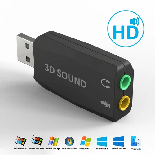 USB MINI Soundkarte 5.1 extern Virtual 3D Surround Computer, Notebook,Tablet, PC - Bild 2 von 4