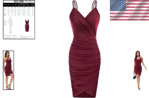 Chic Spaghetti Strap V-Neck Cocktail Dress for Women - Wedding Guest Essential - Picture 2 of 8