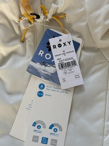 NUEVO CON ETIQUETAS $279 ROXY Radiant Lines Chaqueta Esquí Nieve Marfil Talla M - Imagen 7 de 14