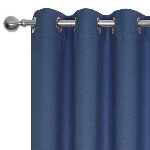 Alexandra Cole Signature Navy Blue Darkening Thermal Grommet Curtains 45" x 95" - Picture 4 of 7