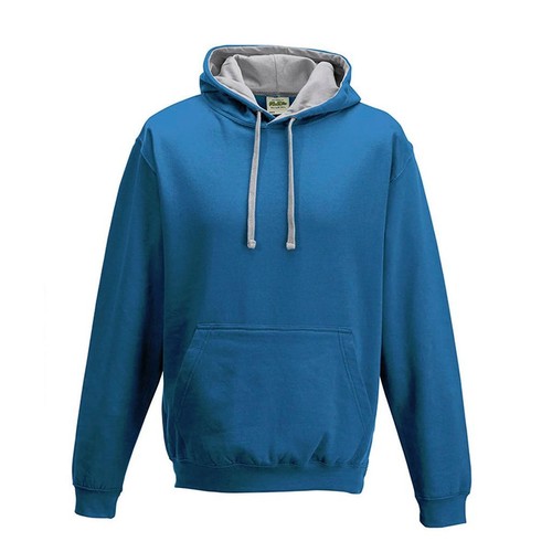 AWDis Just Hoods Varsity CONTRAST HOODED SWEATSHIRT Two Tone Colour Hoodie JH003 - Picture 35 of 52