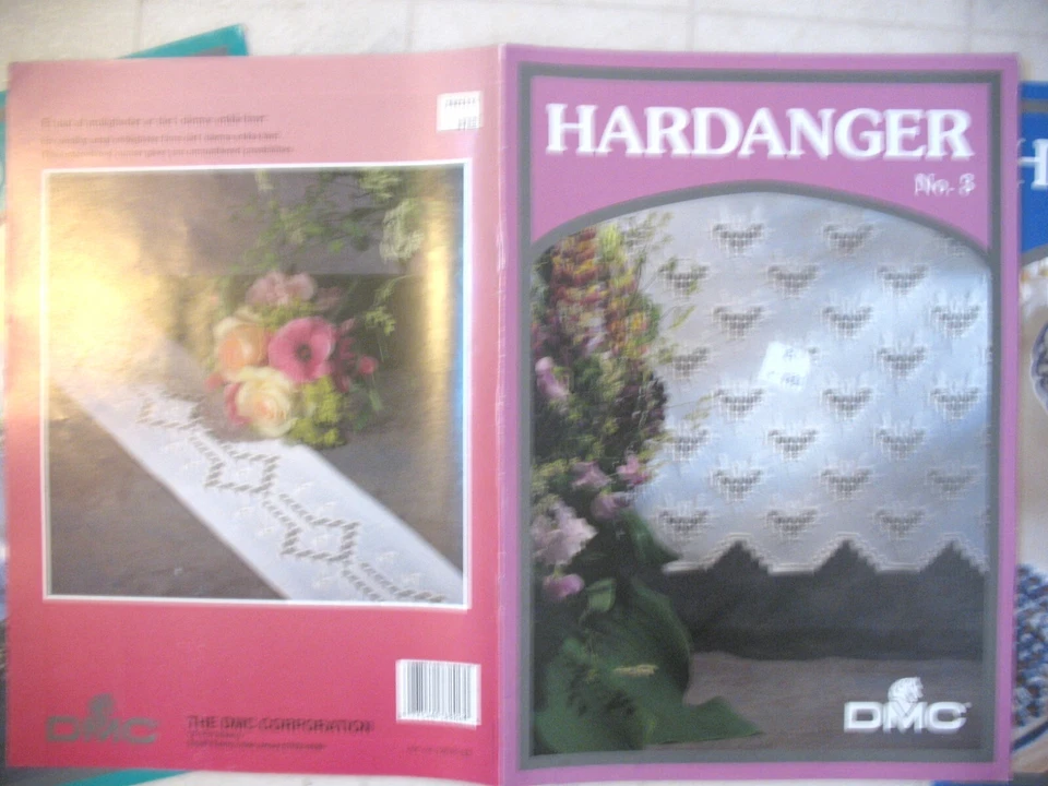 DMC HARDANGER Pattern BOOKS lot of 3 1990's runners doilies stitches + more - Image 3 of 4