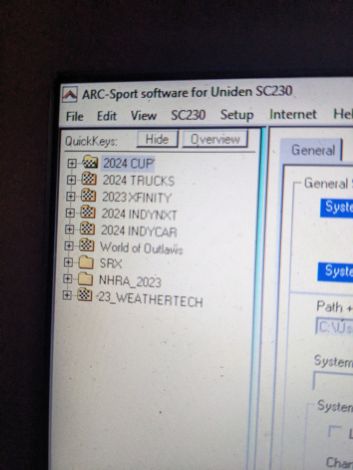 Uniden SC230 Racing Scanner Programmed NASCAR INDYCAR SRX DIRT IMSA