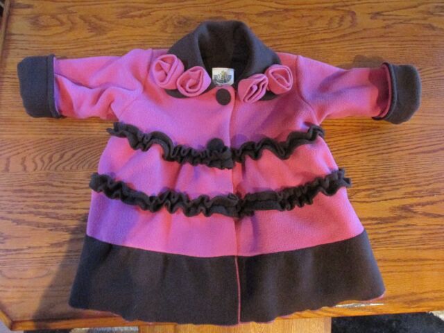 CORKY'S KIDS Corky & Co Fleece Two Button Swing Coat Style 153 Sz 2T Pink Brown CORKY'S KIDS Corky & Co Fleece Two Button Swing Coat Style 153 Sz 2T Pink Brown