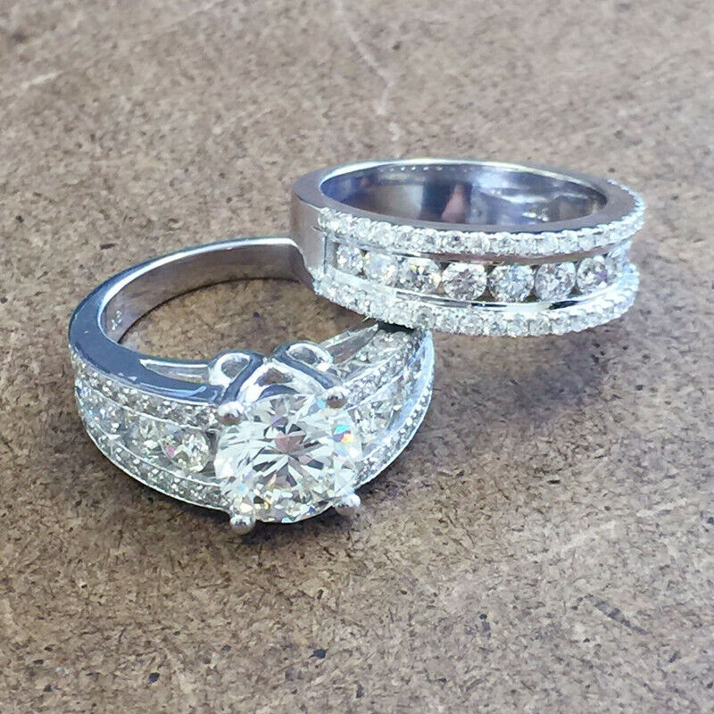 Luxury Cubic Zircon 925 Silver Plated Ring Women Wedding Jewelry Sz 6-10 - Picture 9 of 27