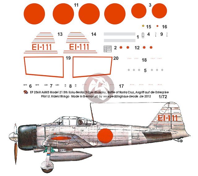 Peddinghaus 1/72 A6M2 Zero Model 21 Markings Hideki Shingo Santa