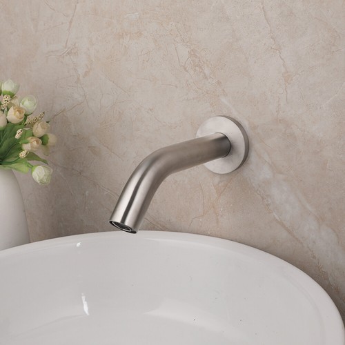 Touchless Bathroom Faucet Brushed Nickel Automatic Sensor Wall Mounted Mixer Tap - Picture 3 of 9