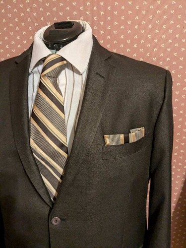 Vitali Designed 2 Pcs Mens Suit 48R Jacket 43 Trousers Pleated And Cuffed - Picture 3 of 10