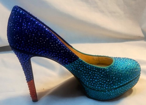 Gianni Bini Heels Womens 9.5M Blue Turquoise Orange Sequined Platform Shoe - Bild 11 von 16