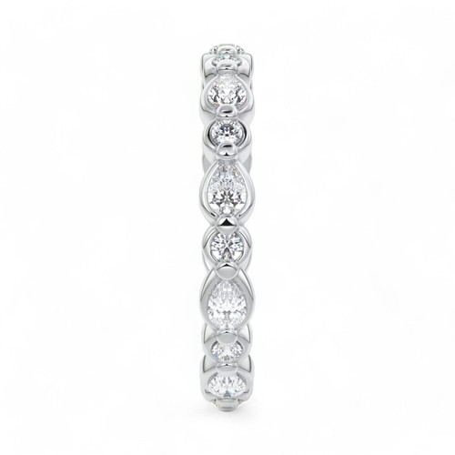 950 Platinum Engagement Eternity Band 1.00 Ct Lab Grown Pear Round Cut Diamond - Picture 5 of 10