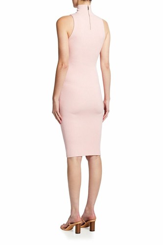 NWT NIP ALICE + OLIVIA Turtleneck Fitted Ribbed Dress Blush L In Original Packag - Picture 3 of 10