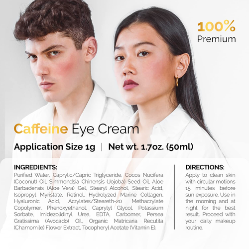Caffeine Eye Cream for anti Aging, Dark Circles, Bags, Puffiness. Great under Ey - Picture 3 of 12