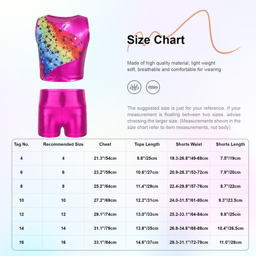 Kids Girls Sport Suit High Waist 2Pcs Set Yoga Vest And Shorts Outfits Stretchy - Picture 39 of 50