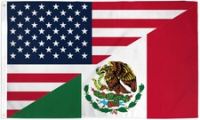 3X5 USA  Mexico Combination Flag USA  Mexico Combo PRINTED NYLON Flag