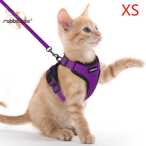 rabbitgoo Cat Harness & Leash Adjustable Reflective Vest Escape Proof Purple XS