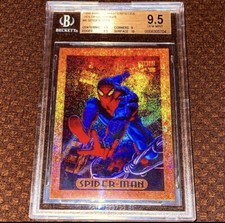 BGS 9.5 MARVEL MASTERPIECES BRONZE SPIDER-MAN HOLOFOIL RARE GEM MINT