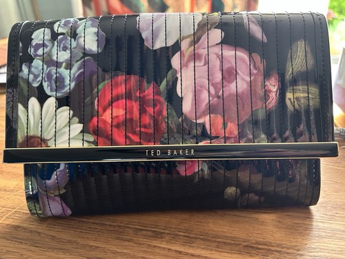 Ted Baker sexy ladies court shoes matching bag black with floral pattern size 7 - Picture 2 of 16