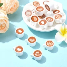 50x Resin Mini Imitation Coffee Cup Charms Latte Charms Café Beads for DIY