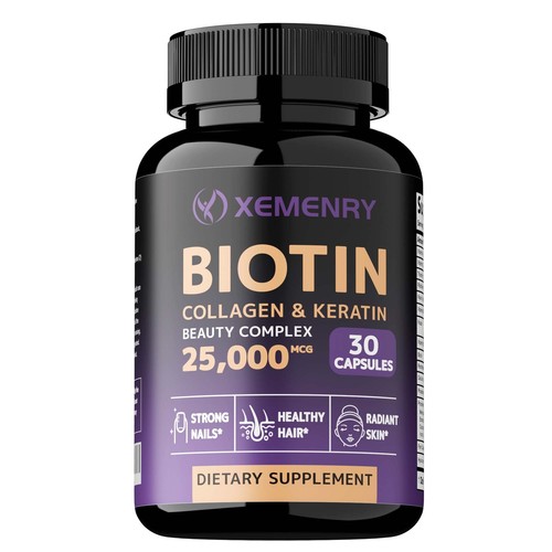 Biotina Colágeno y Queratina 25.000 mcg - Salud del cabello, la piel, las uñas, los huesos y las articulaciones - Imagen 8 de 12