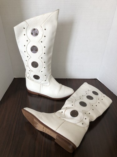 Vintage 80’s Rocker Wild Pair White Mid Calf Slouch Boots Size 6.5 - Picture 3 of 18