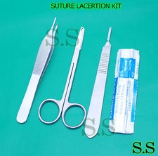 3 PCS SUTURE LACERTION KIT+ADSON TISSUE FORCEP 4.75"+SCLPEL HANDLE #3+5 BLADE#10