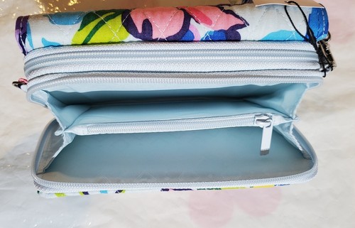 VERA BRADLEY RFID 3 in 1 CROSSBODY Wristlet Bag Purse MARIAN FLORAL Flowers $75 - Picture 5 of 7