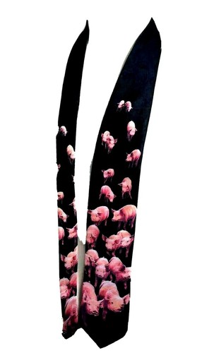 Vintage Ralph Marlin Herd O Pigs Herren Krawatte 1994 schwarz pink 1994 - Bild 7 von 7
