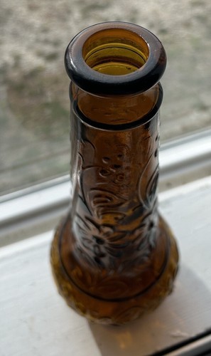 Dabs Glass Genie Decanter Amber Mid Century Embossed Design 17” w/Stopper - Bild 4 von 5