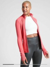 ATHLETA Shanti Jacket In Powervita XS Coral Petal Soft Breathable Jacket NWT